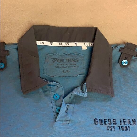 Guess blue two tone Polo Shirt - Picture 4 of 5